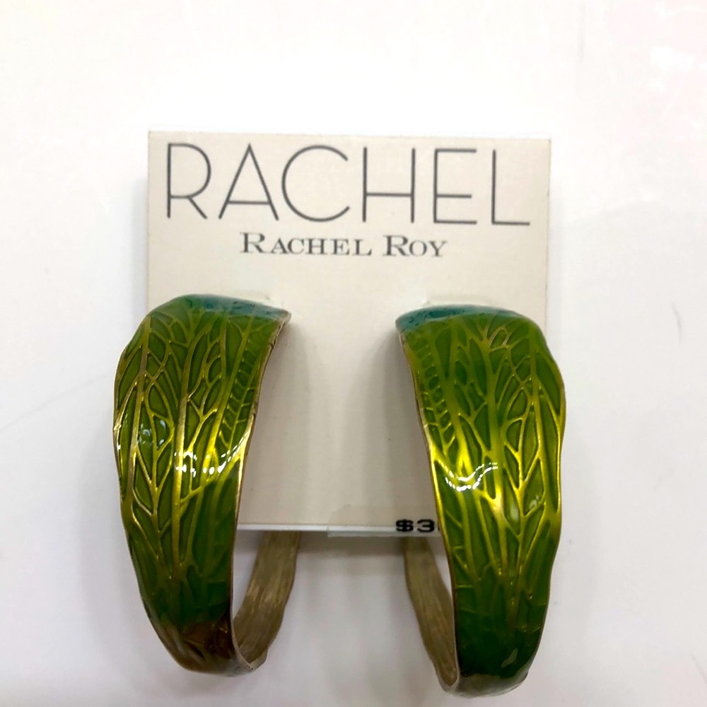 NWT RACHEL Rachel Roy Leaf Hoop Earrings